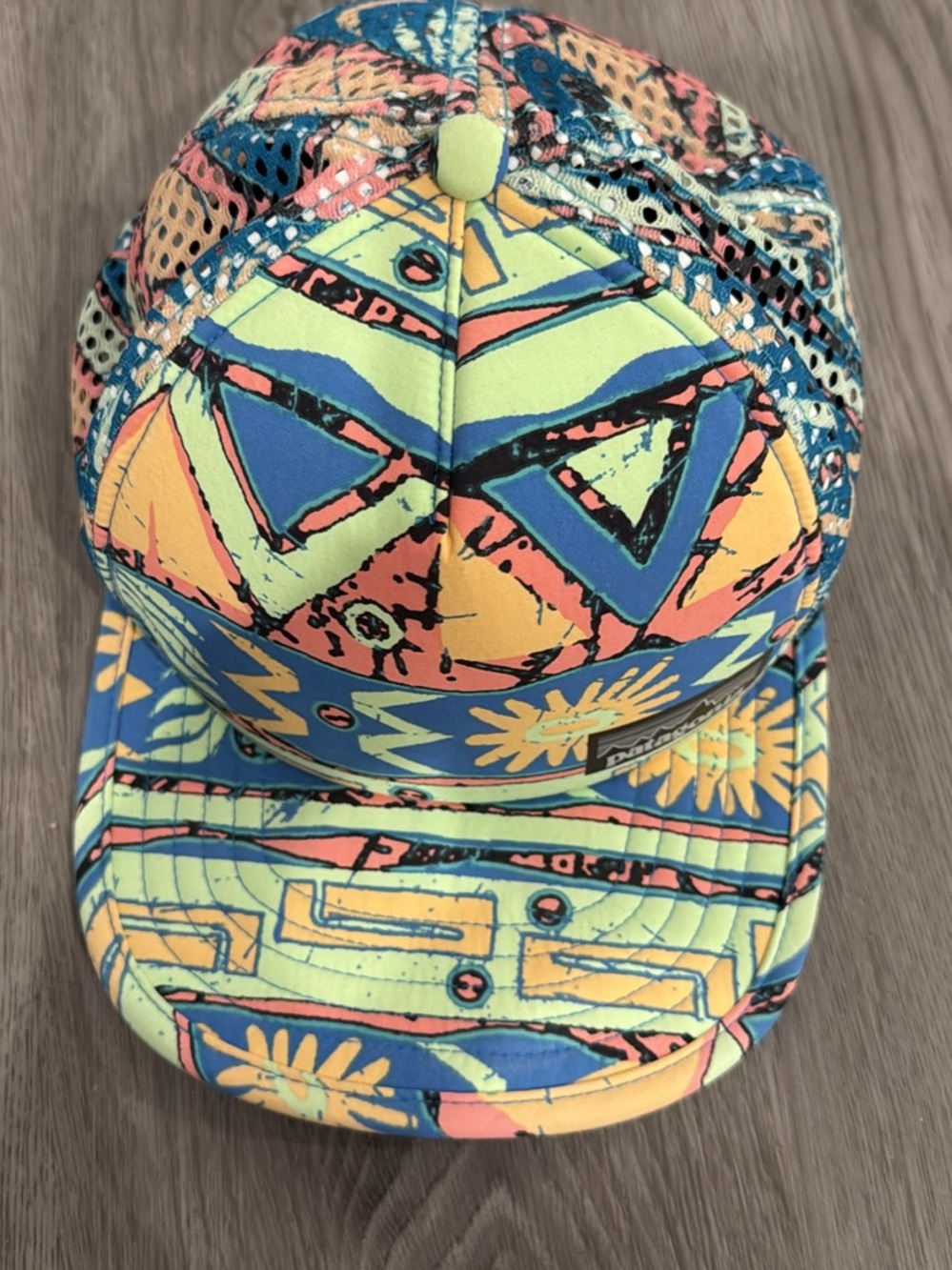 Patagonia Neon Tribal Print Snapback Hat - Blue, Yellow, Coral, Lime - Picture 3 of 10